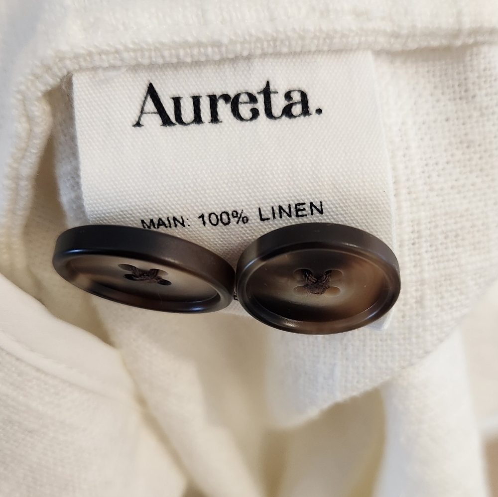 Aureta Oversized 100% Linen Blazer Ivory White - Picture 6 of 7